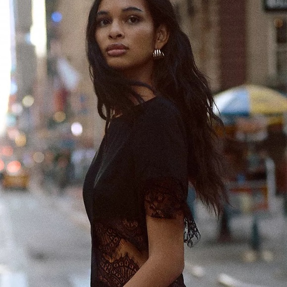 Anthropologie Hutch Asymmetrical Lace Mix Slip Dress - Picture 9 of 14